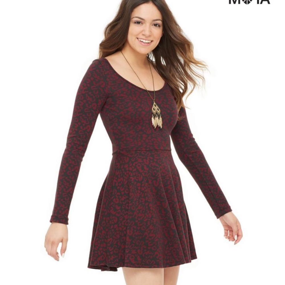 Bethany Mota Long Sleeved Leopard Dress